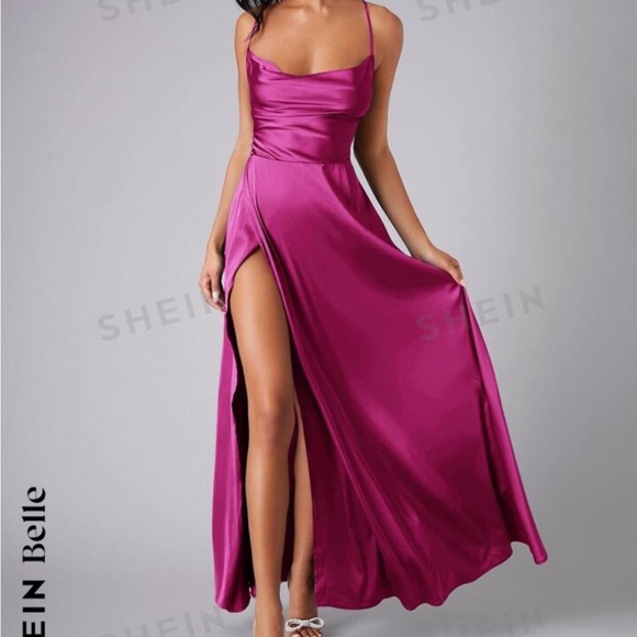 SHEIN Belle Crisscross Backless Dress "Satin" - Picture 4 of 6